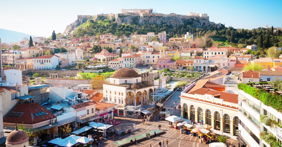 Athenth with Moanstiraki square and Acropolis hill 