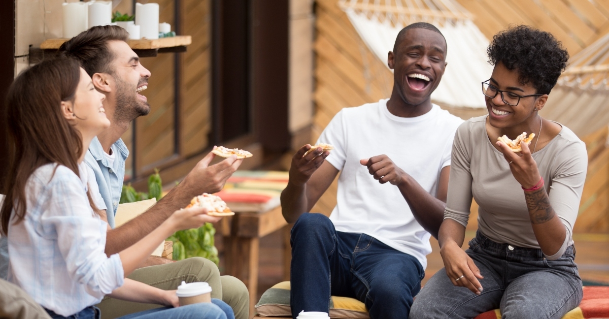 People eating pizza