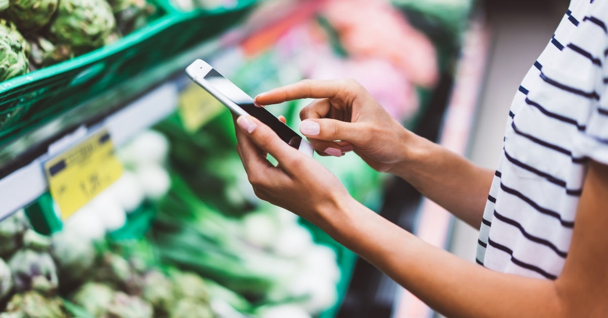woman shopping purchase healthy food in supermarket