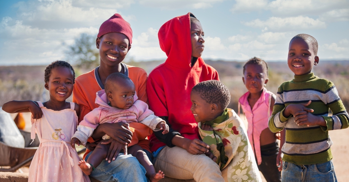 African family in the village