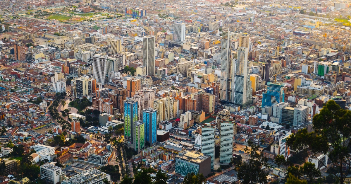 colorful bogota skyline in columbia during day time