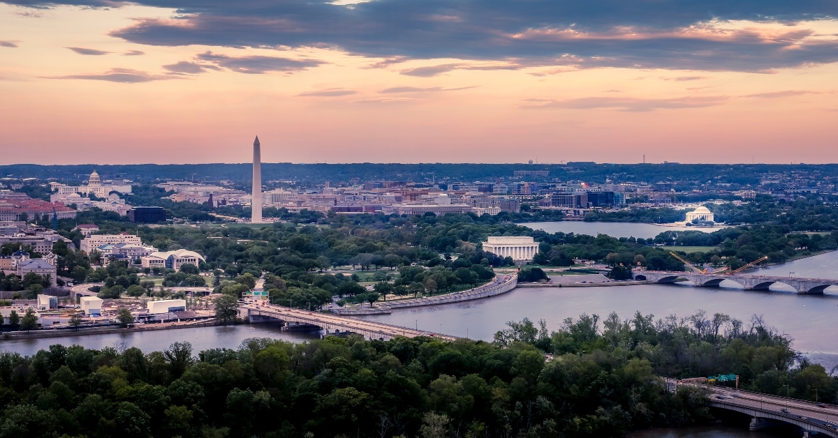 aerial view of the National Mall DC 