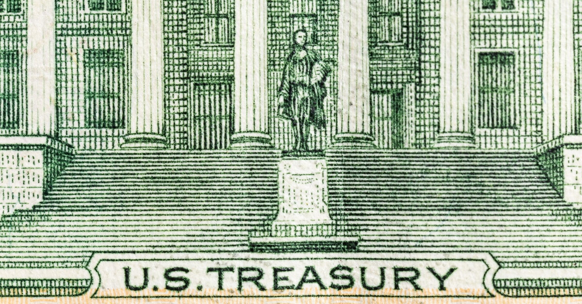 ten dollar bill having us treasury building