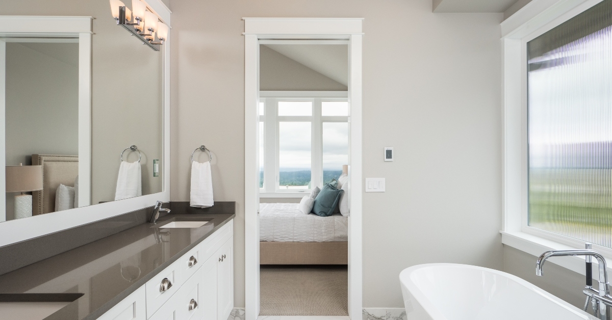 bathroom to bedroom