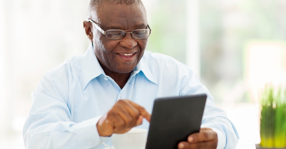 man using tablet