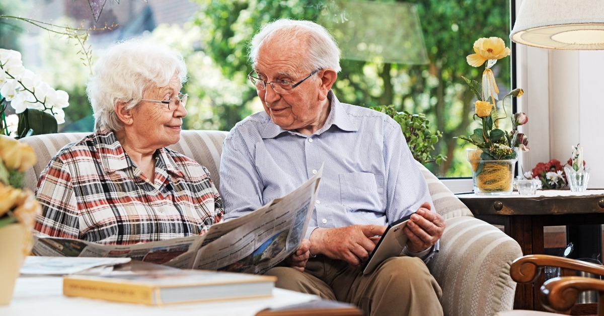senior couple reading