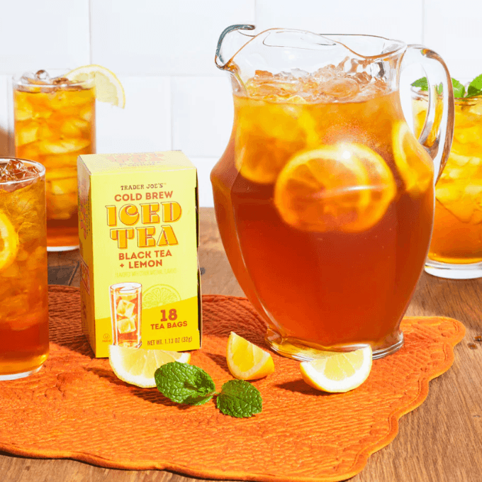 Trader Joe's- cold brew iced tea black tea + lemon