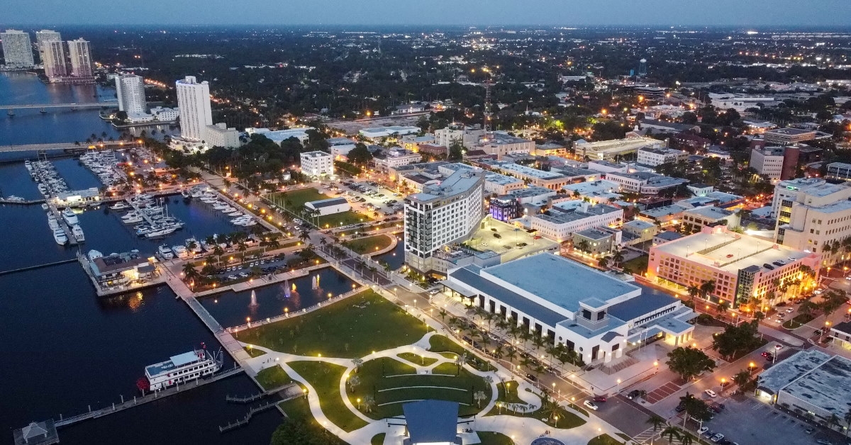 aerial shot of downtown fort myers 