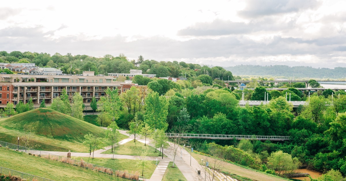 green scenic landscape inside city during day time