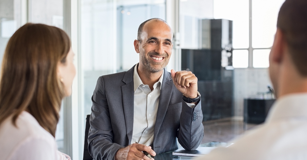 happy financial agent smiling 