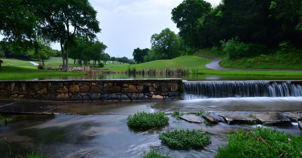 golf cart path over stream in Leander, TX.