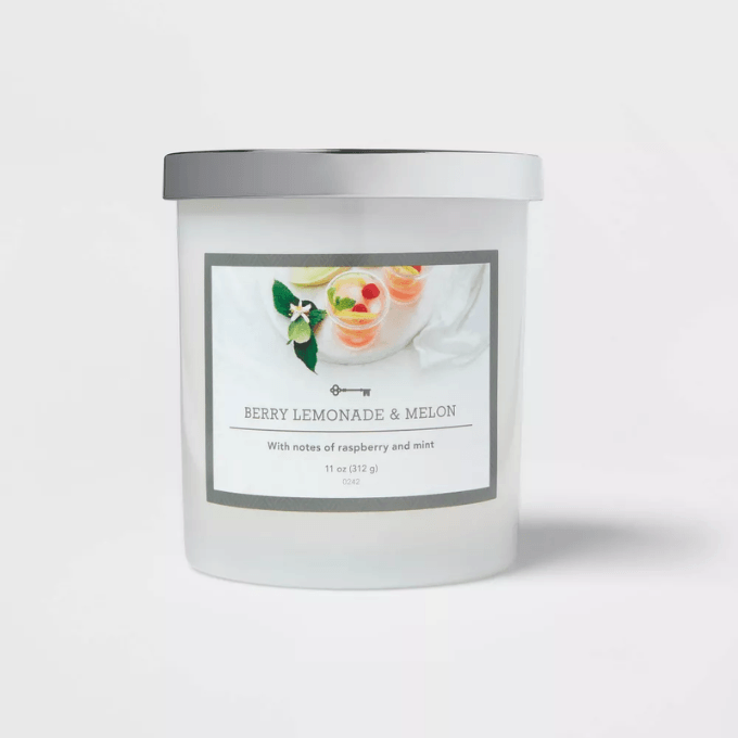 Target-Threshold lidded milky glass jar candle