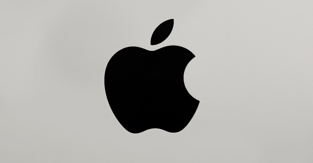 black apple logo on silver background