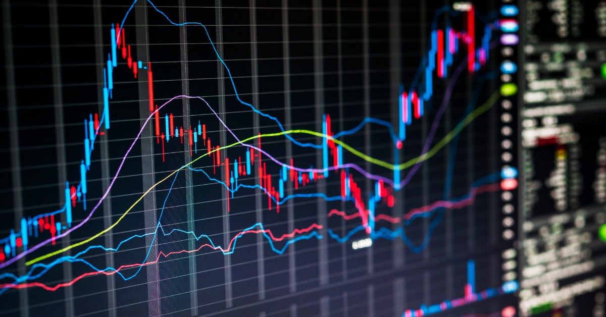 trading screen with graphs