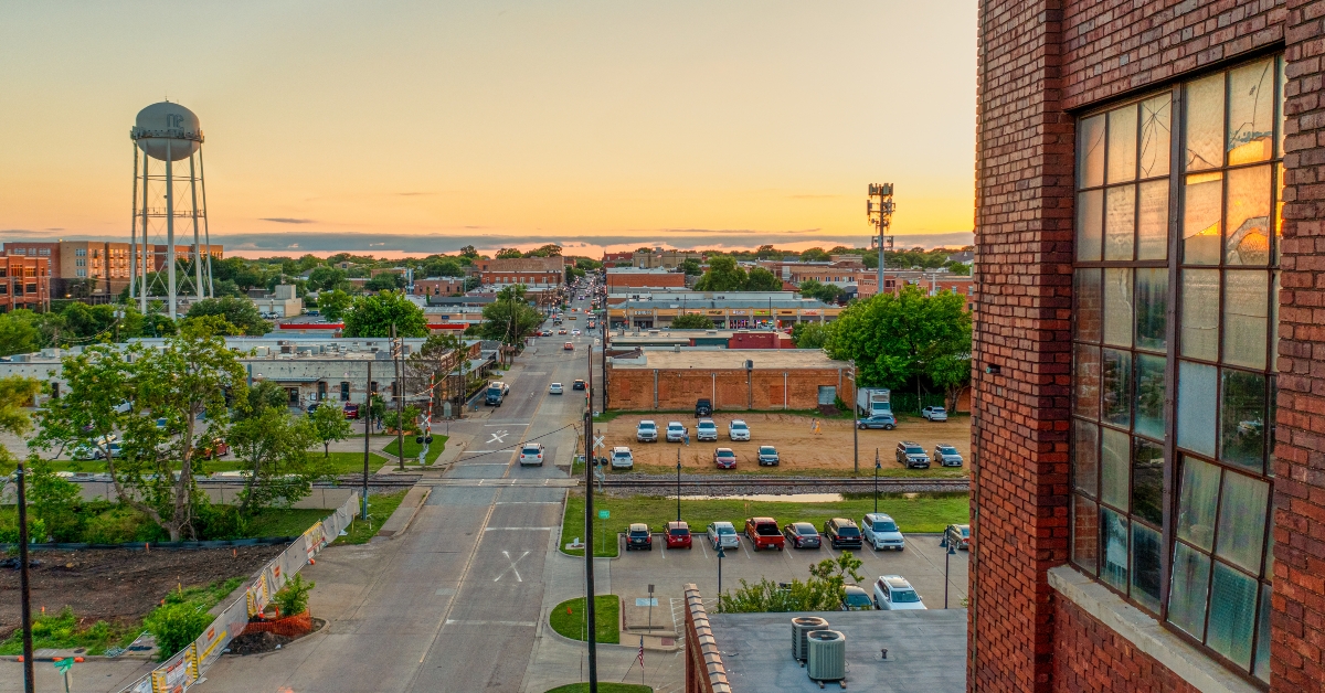 sunset over downtown McKinney Texas