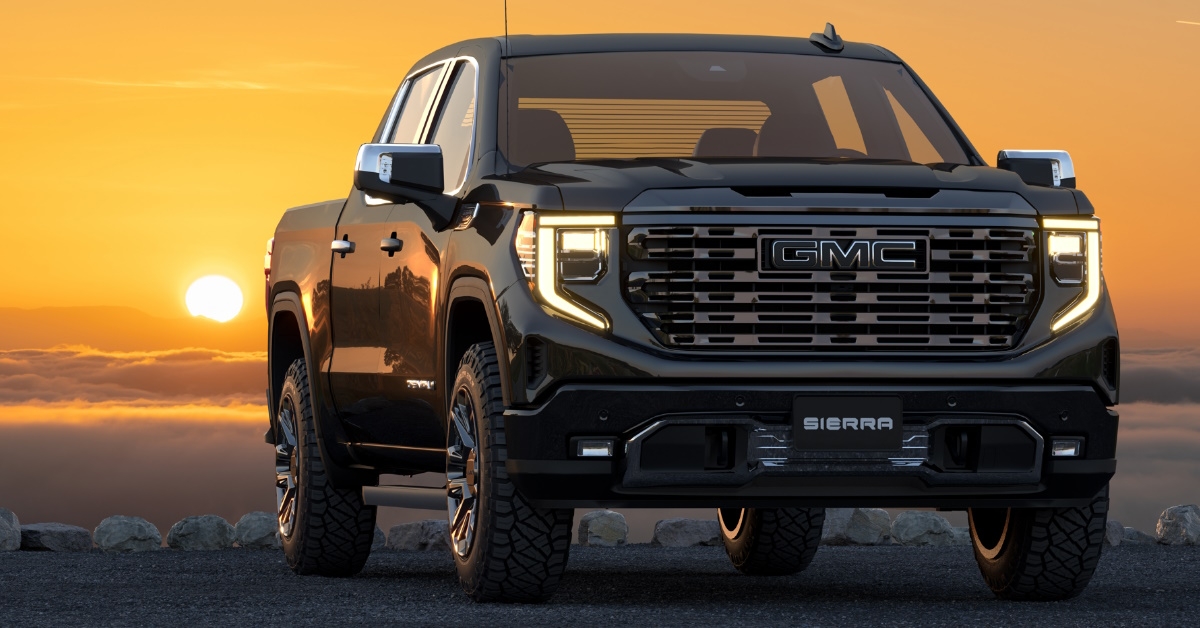 gmc sierra truck on sunset 