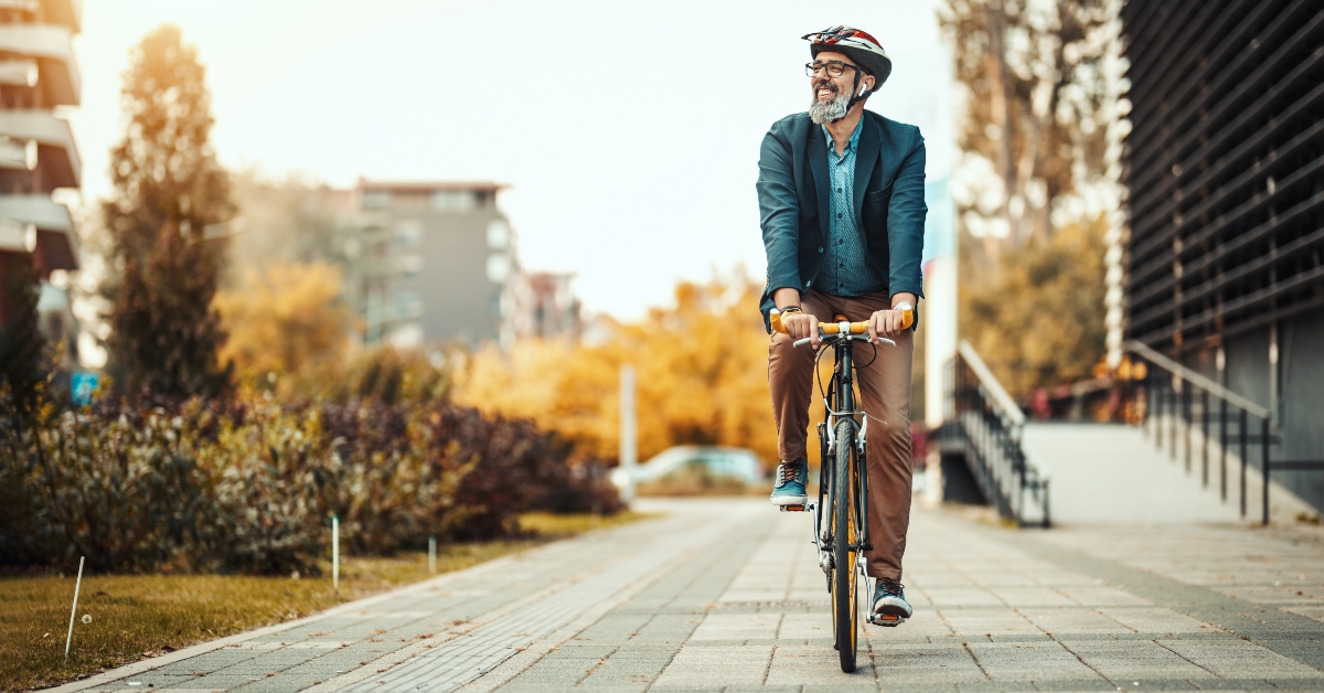 senior man riding a bike