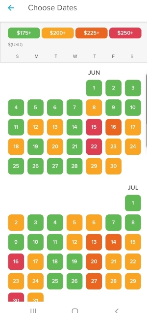 Screenshot of Hopper app