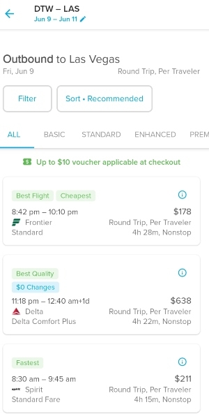 Screenshot of Hopper app
