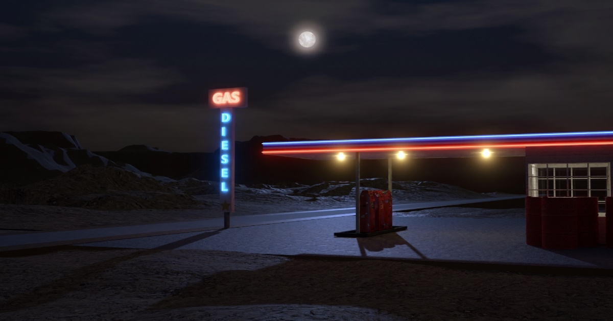 gas station at night in arizona