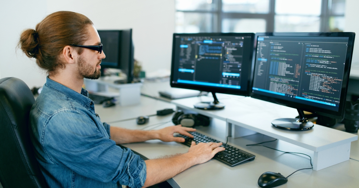 man programming 