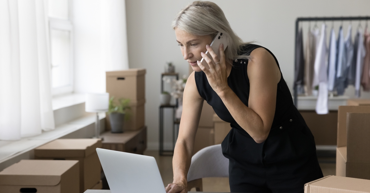 woman preparing order for shipping from internet store