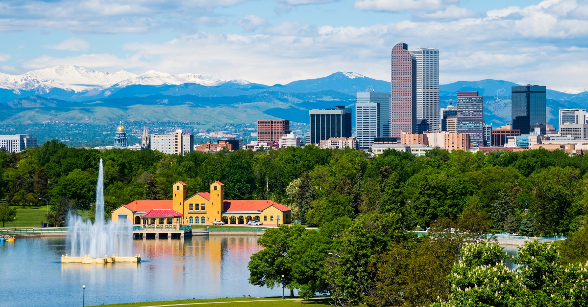 Denver Colorado downtown with City Park