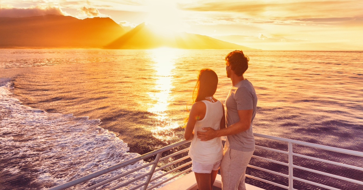 travel cruise ship on sunset