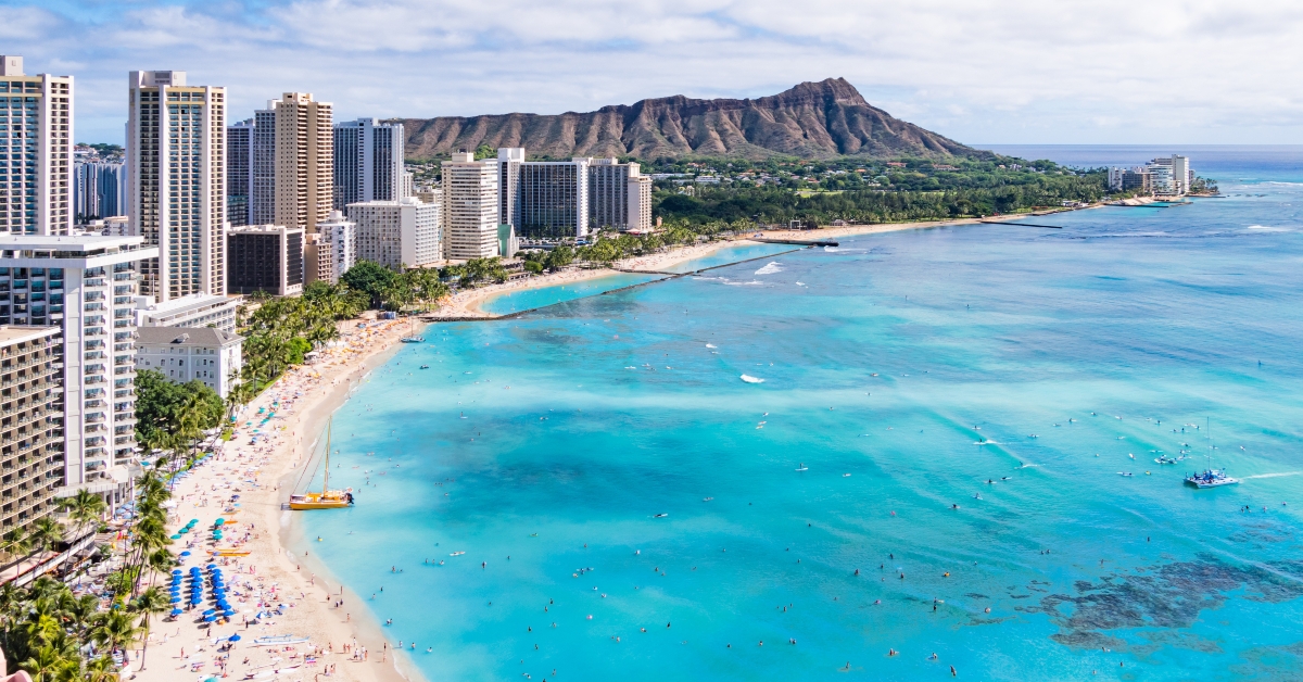 Waikiki Beach and Diamond Head Crater