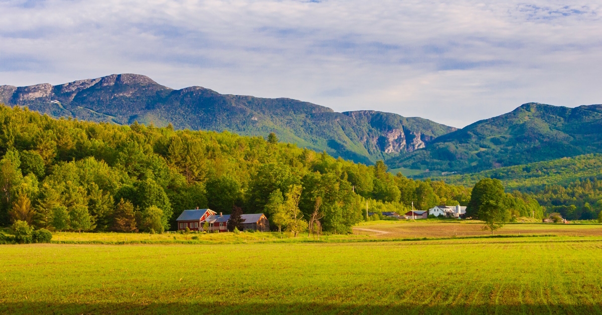 farm landscape with mt mansfield