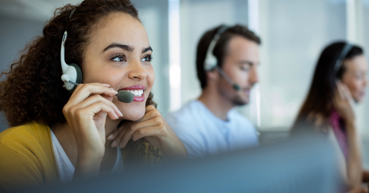 multi-ethnic customer service executive working
