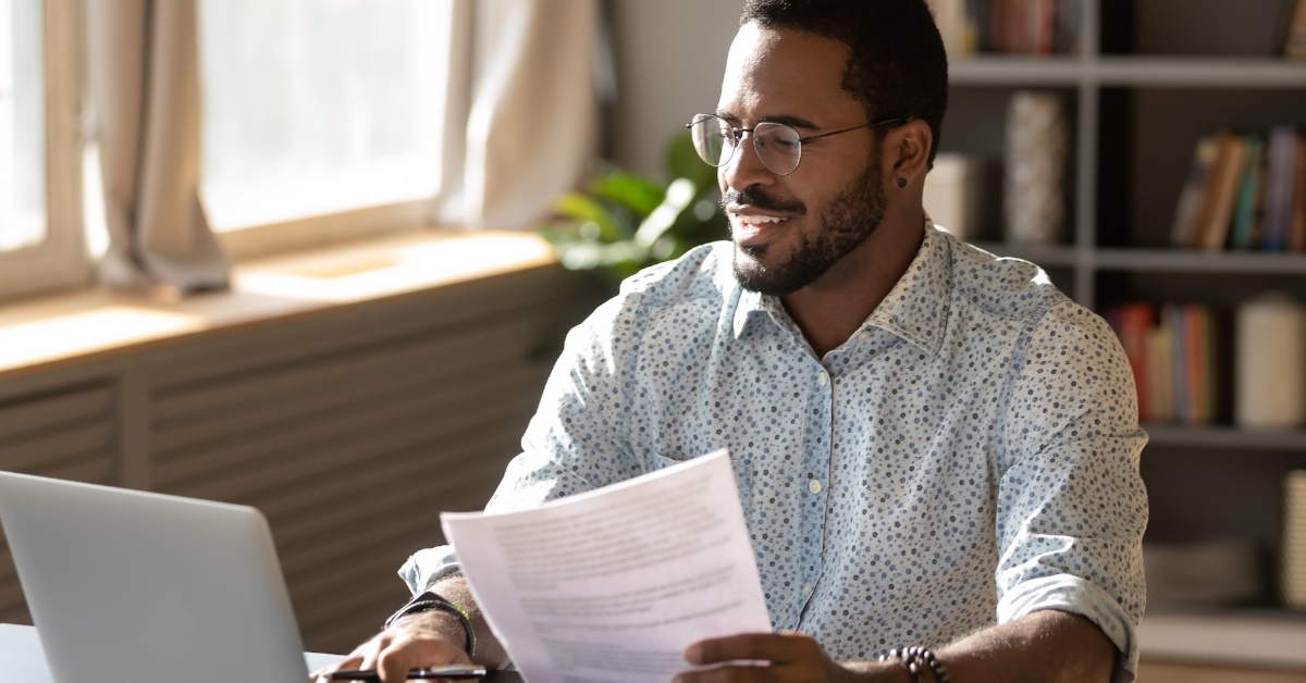 Man organizing paperwork