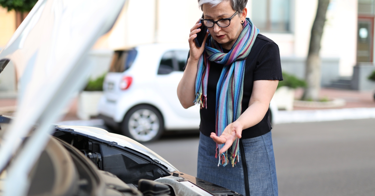 mature woman talking on a smartphone