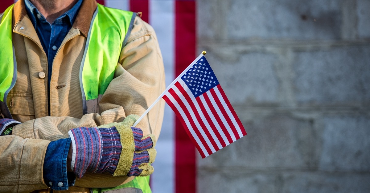 Someone holding an American flag