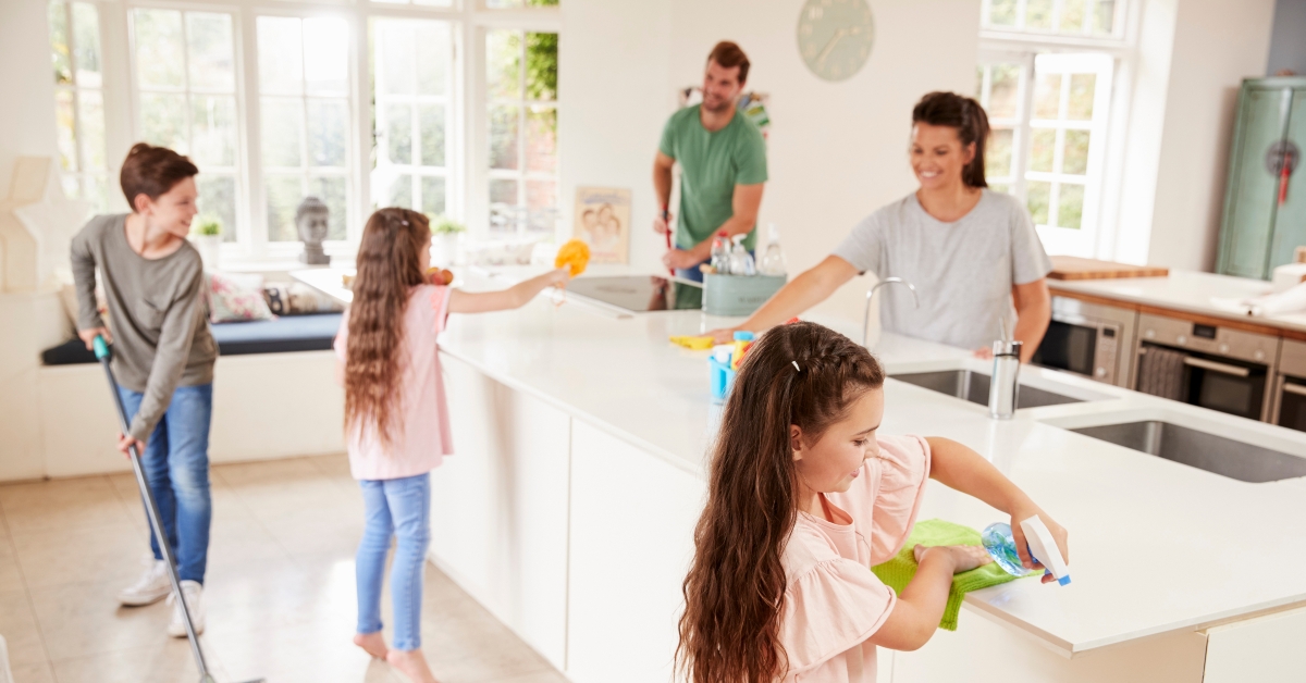 children helping with household chores