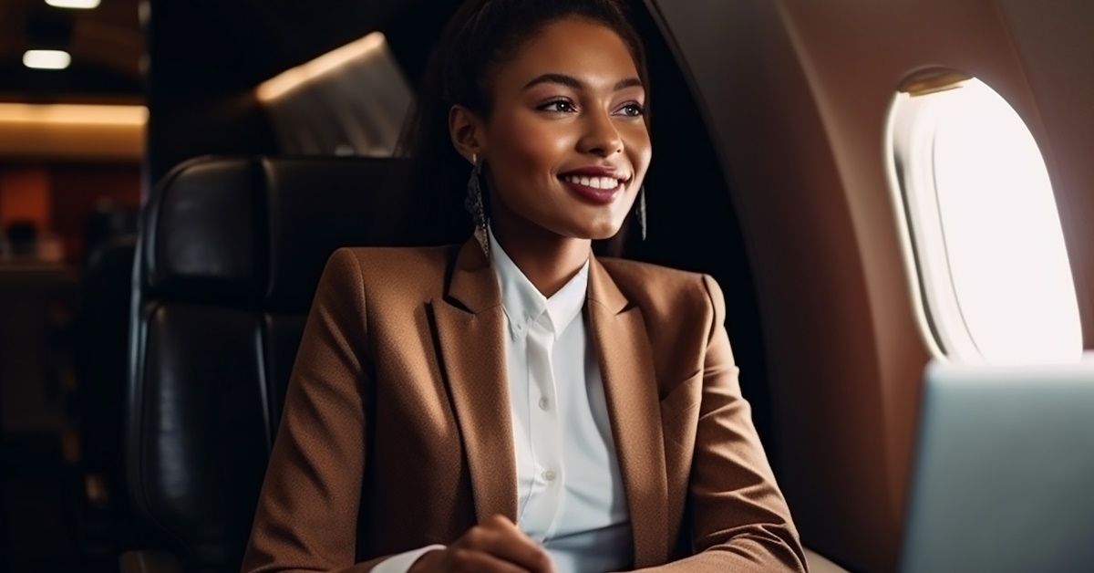 african american woman in business class
