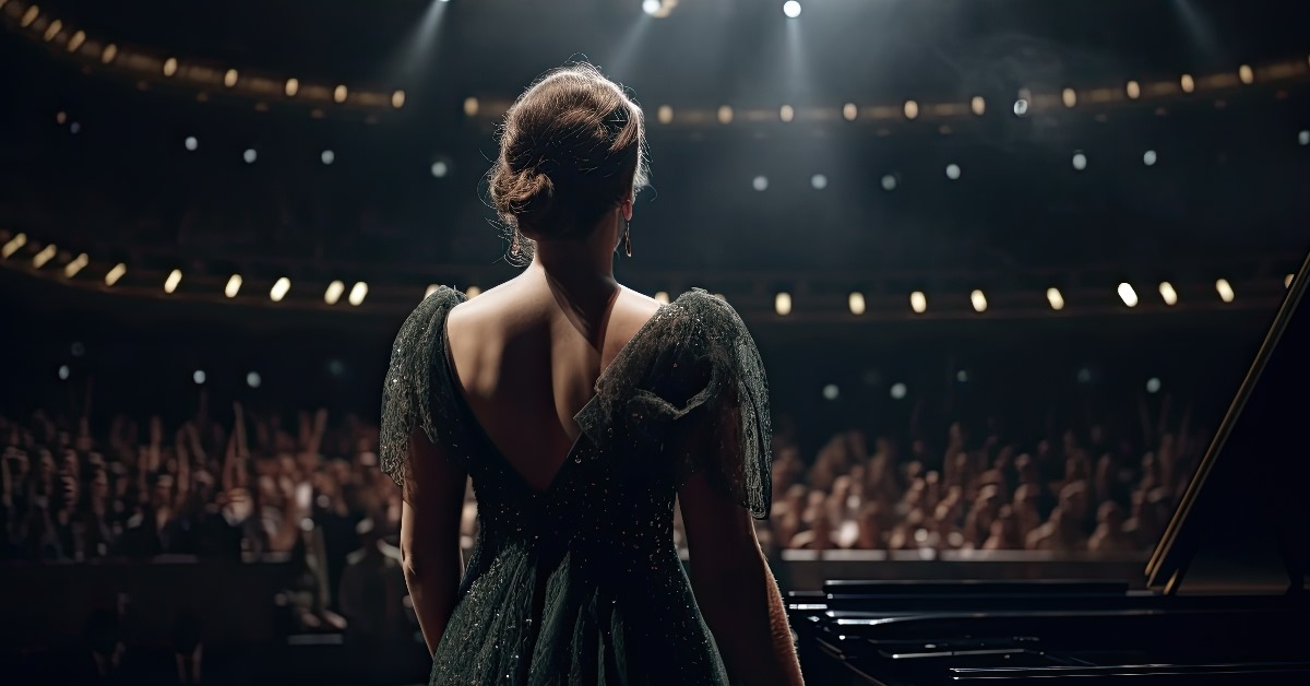 singer performing in concert hall