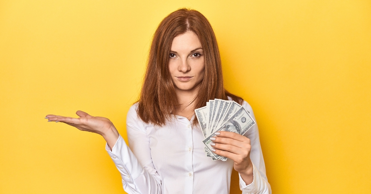 A woman with money