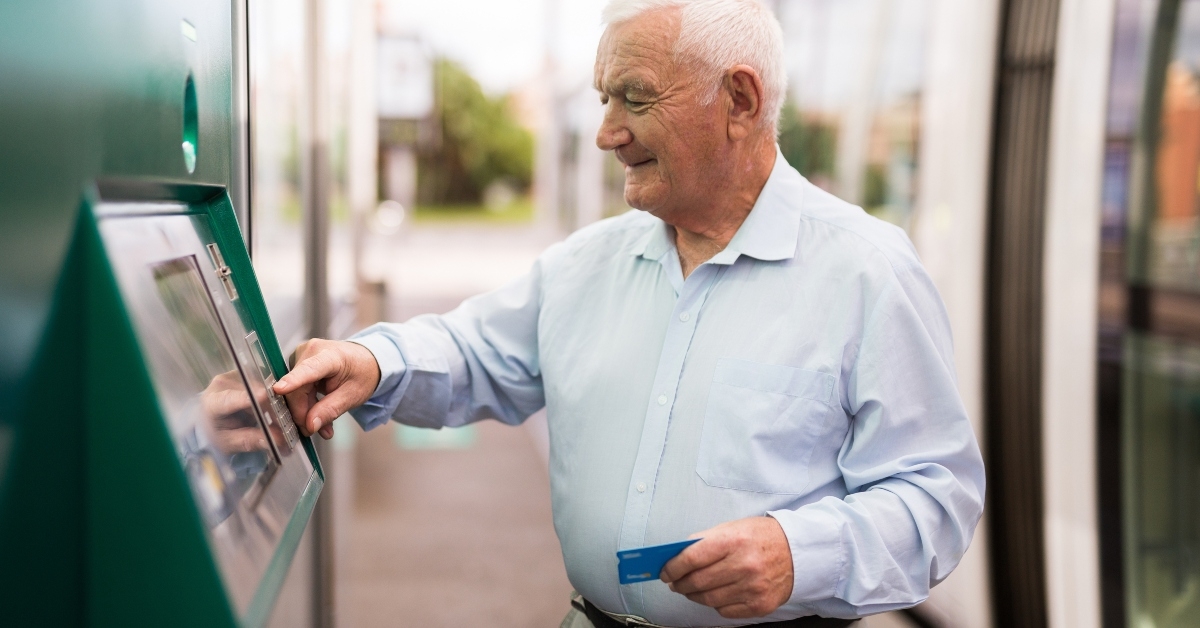 Man using an ATM