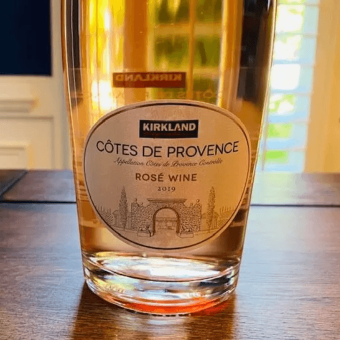 A bottle of Kirkland Signature rose