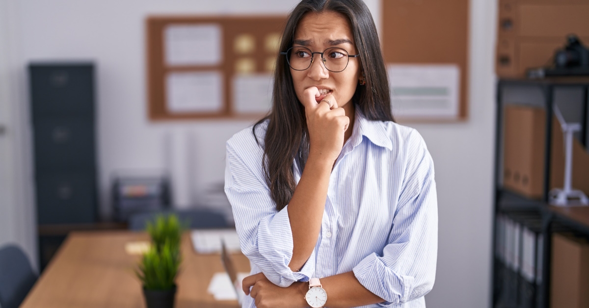 Woman stressing in office