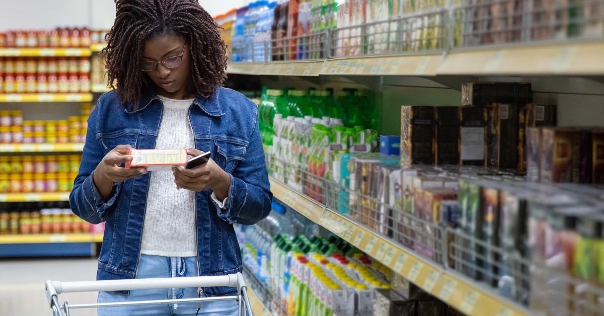 Woman shopping at grocery store