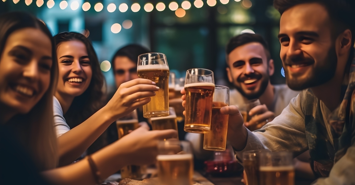 Friends cheering beer glasses 