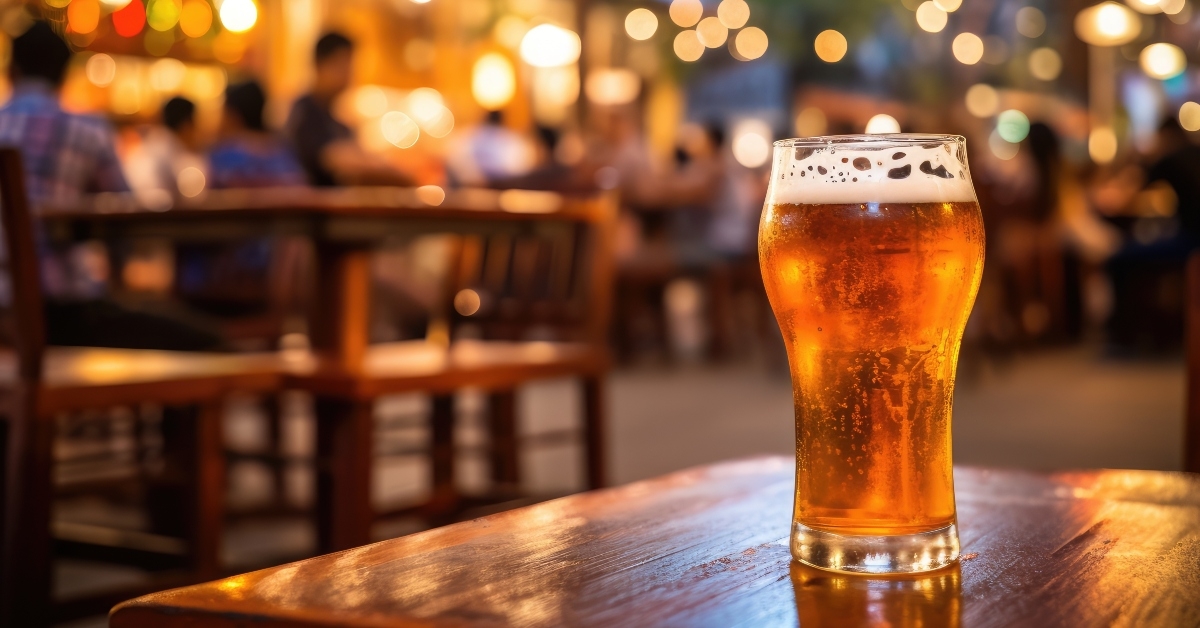 Street bar with beer at restaurant