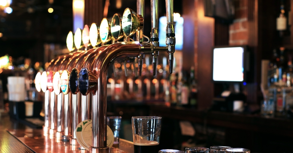bar counter and beer taps