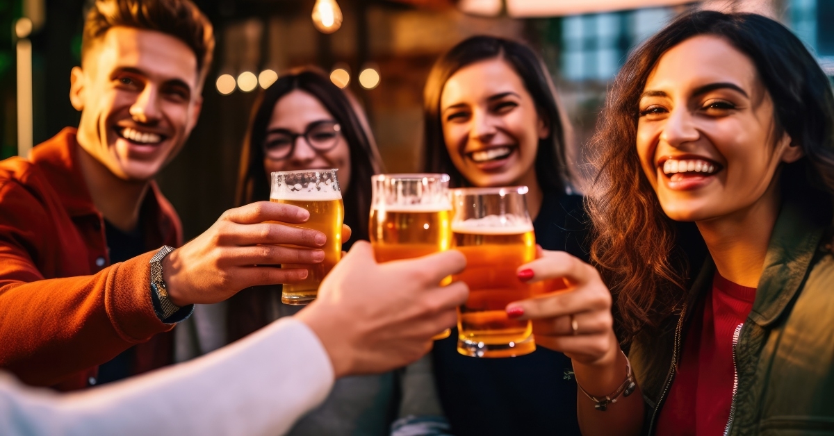 drinking beer at bar pub