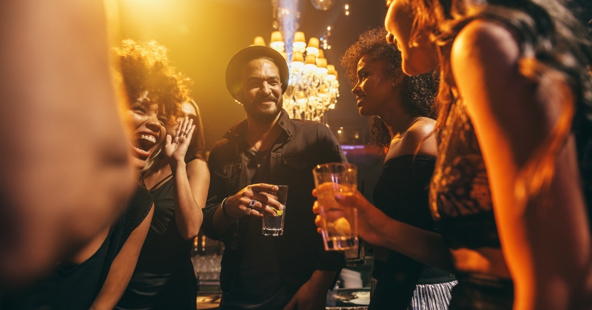  friends enjoying a party at pub
