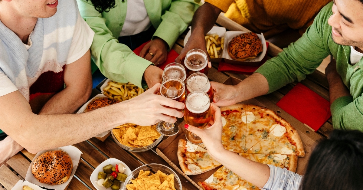 group of friends drinking beer