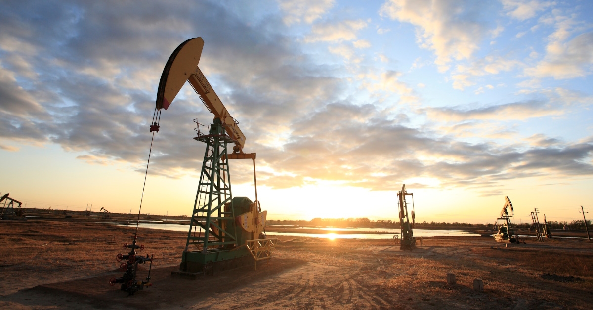 daqing oil field pumpjacks at sunset