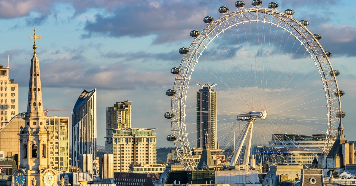 london skyline with london eye